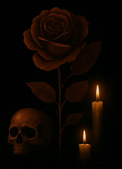Skull, Rose & Candle